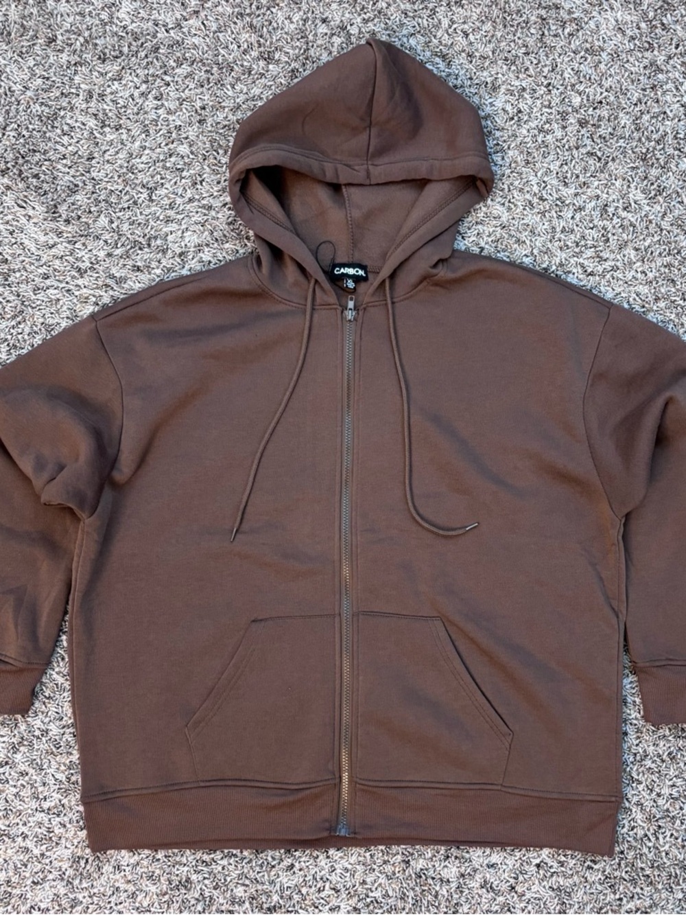 Carbon Brown Full-Zip Hooded Sweater